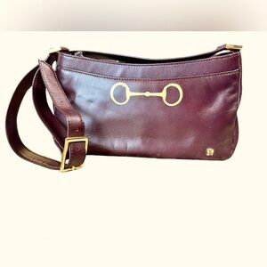 Etienne Aigner Baguette with gold equestrian bit onlay.